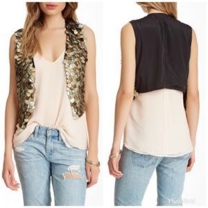 Free People Gold Silver Moneymaker Coin Boho Vest